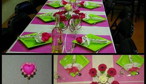 Déco fushia et vert anis Table decorations, Color themes