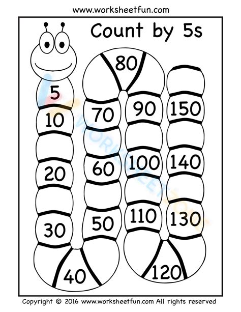 Count By 5S Worksheet Printable