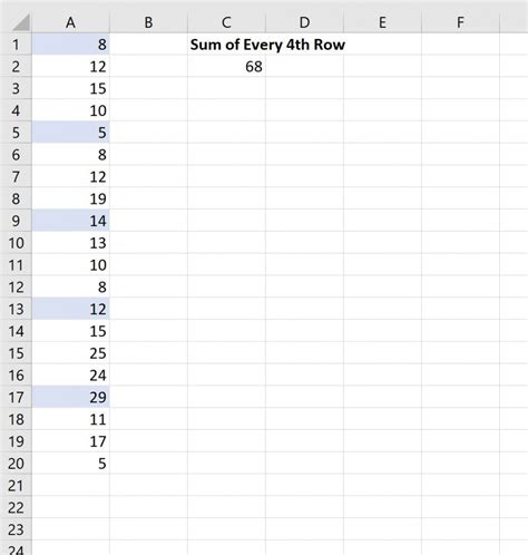 Is this the correct formula for selecting every nth row? excel