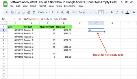 count if cell not empty google sheets