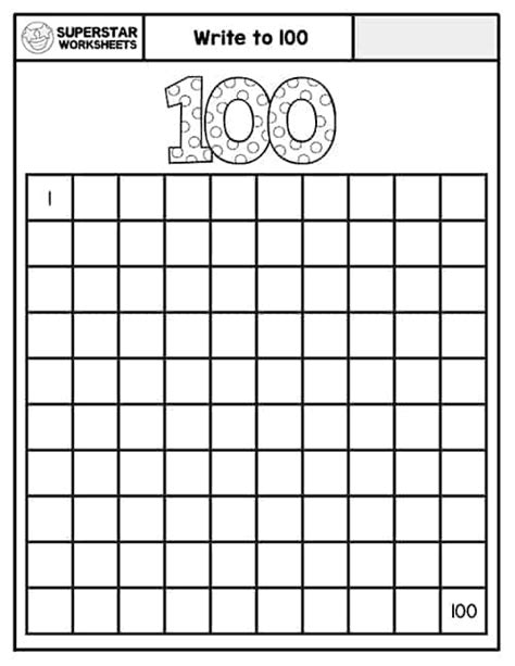 count to 100 chart blank