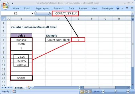 Counta Function in Excel