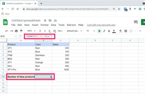countif function in sheets