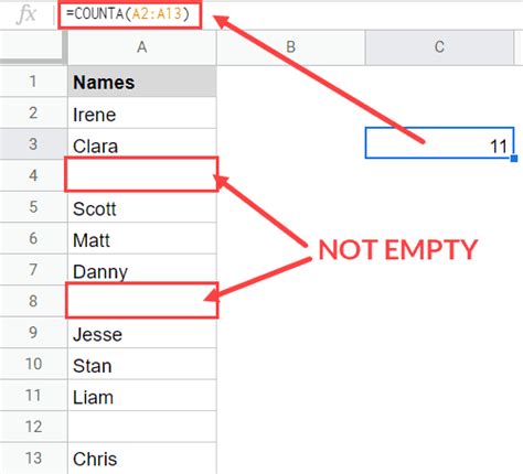 countif not empty google sheets