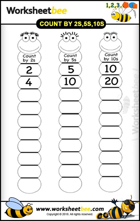 counting by 2 5 10 printable worksheets