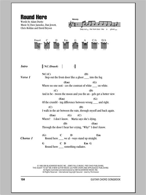 Counting Crows Round Here Lyrics Printable