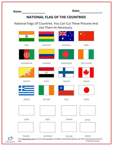 Countries Match The Flag Printable