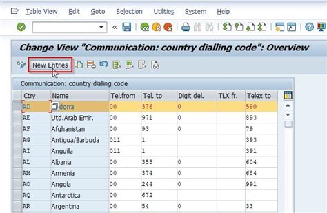 country code in sap