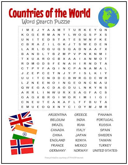country of the world word search