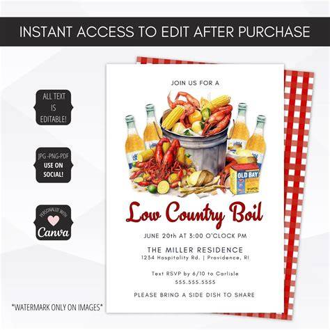 County Boil Printable Invitations