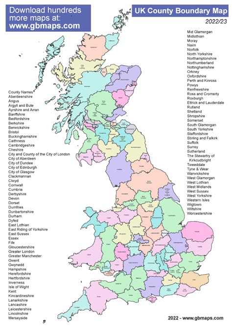 County Map Of Uk Printable