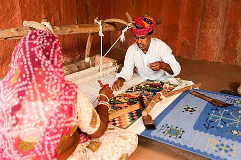 Couple Weaving Tapestry