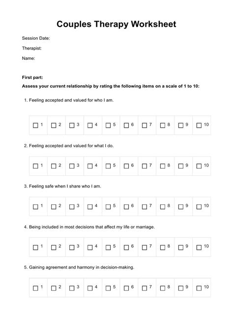 Couples Therapy Homework Printable