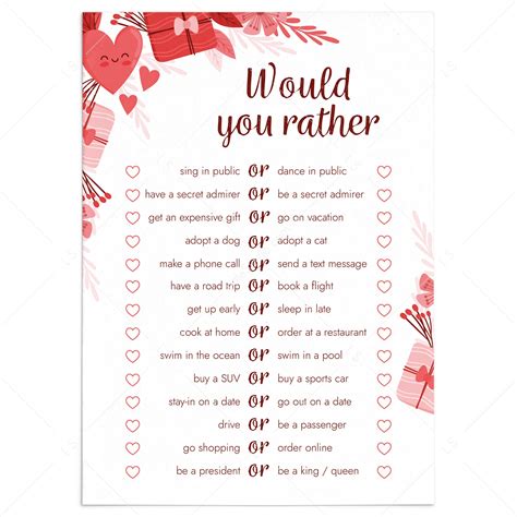 Couples Would You Rather Printables