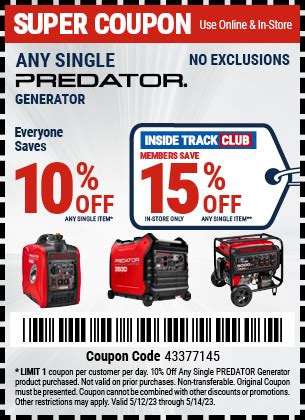 Coupon Harbor Freight Generator