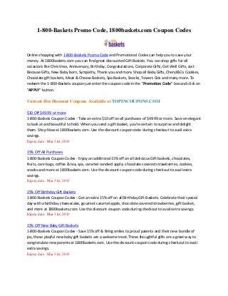 Coupons For 1 800 Baskets