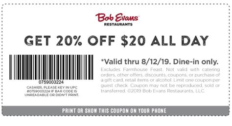 Coupons For Bob Evans Printable