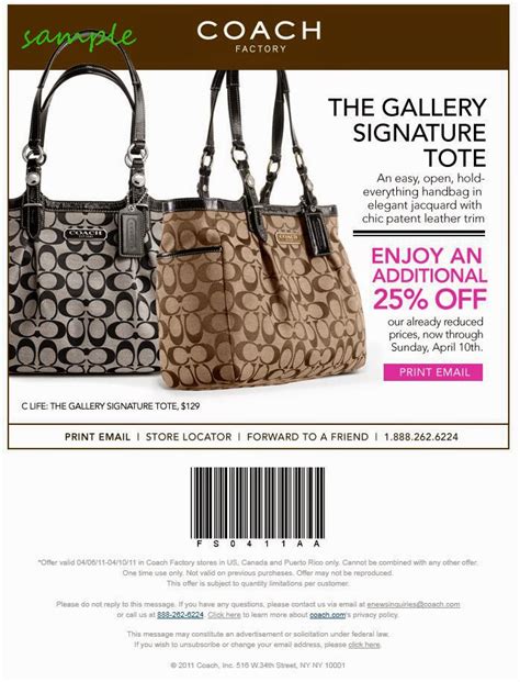 coupons for coach outlet online