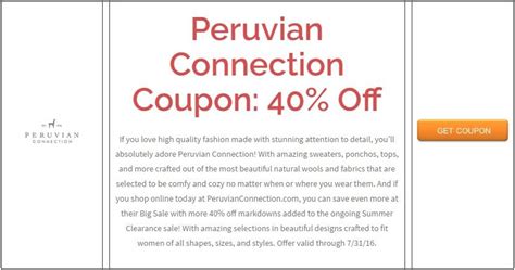 coupons for peruvian connection