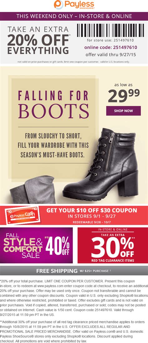 coupons payless shoes online