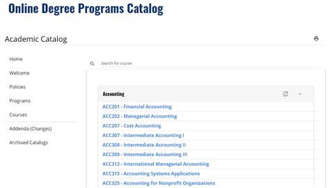 course catalog snhu