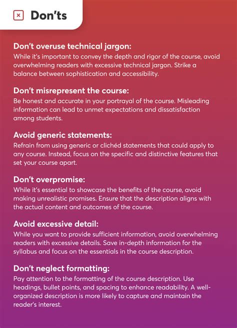 course description example for students