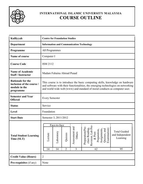 course outline in malay