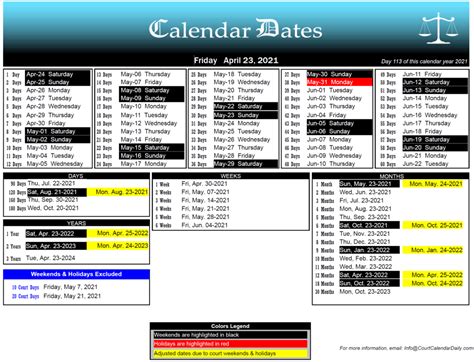 court calendar days calculator