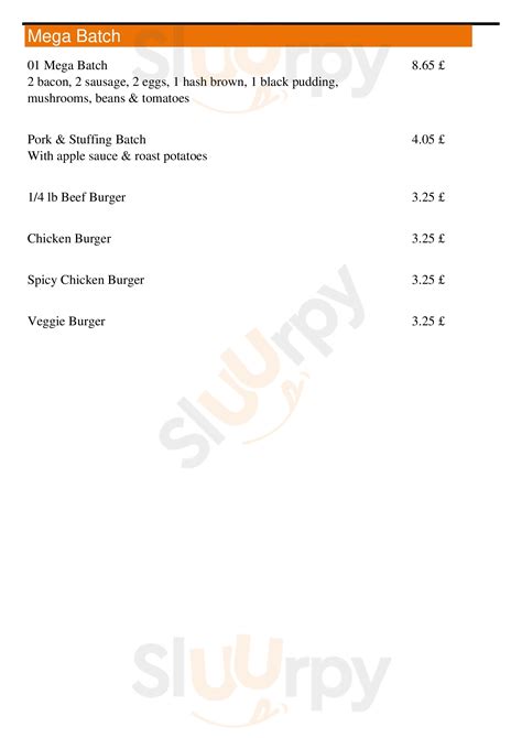 Coventry Cafe Breakfast Menu