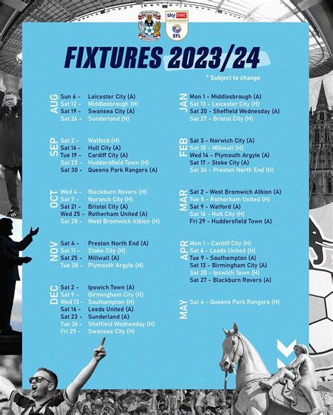 coventry city fixtures 2023/24