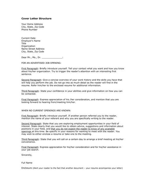 Cover Letter Example Structure
