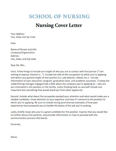 Awasome Cover Letter Examples Nursing School 2023