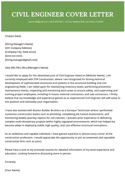 cover letter for civil engineering internship