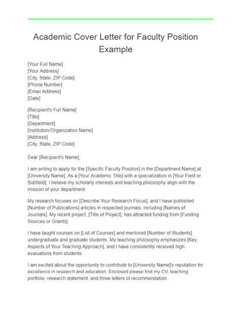 Faculty Position Cover Letter