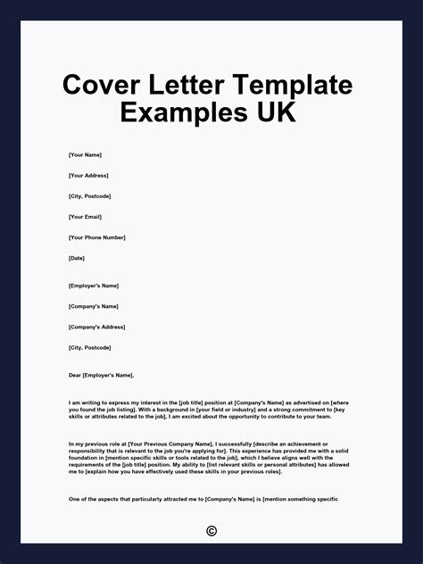 Cover Letter Template Examples Uk