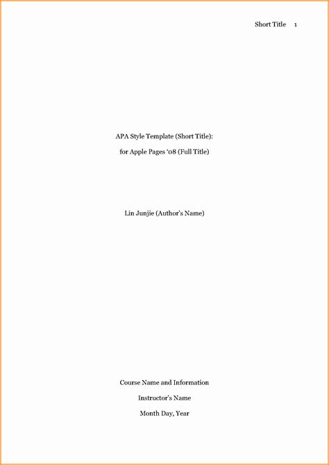 Cover Page In Apa Format Example
