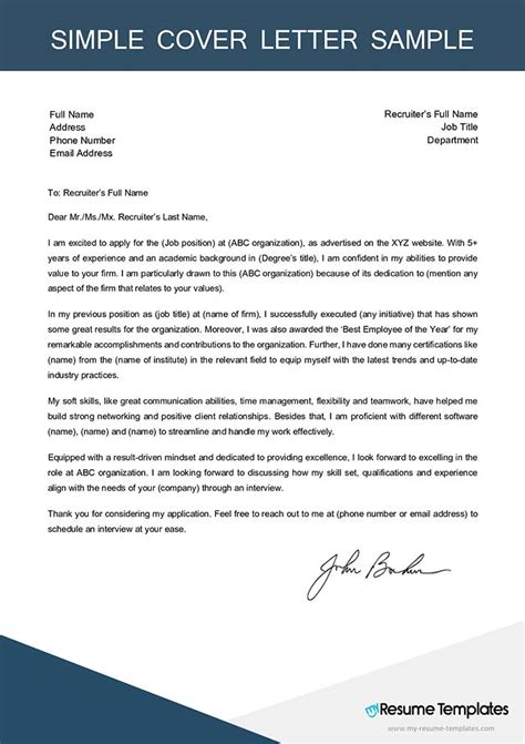 Cover Page Letter Example