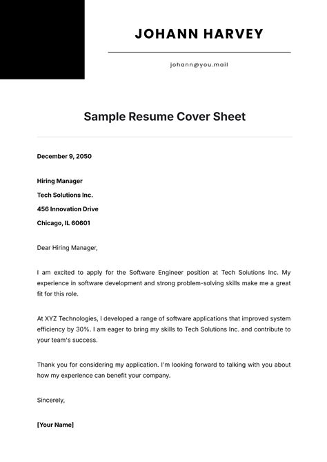 Cover Sheet For Job Application