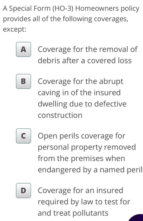 coverage d in a homeowners ho policy is comprised of which of the following