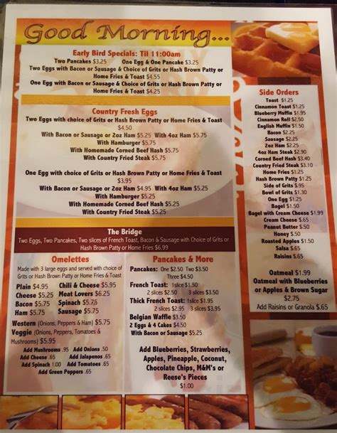 covered bridge restaurant menu