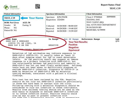 covid 19 test results report to.gov