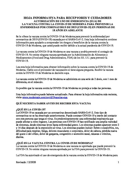 covid 19 vaccine fact sheet spanish