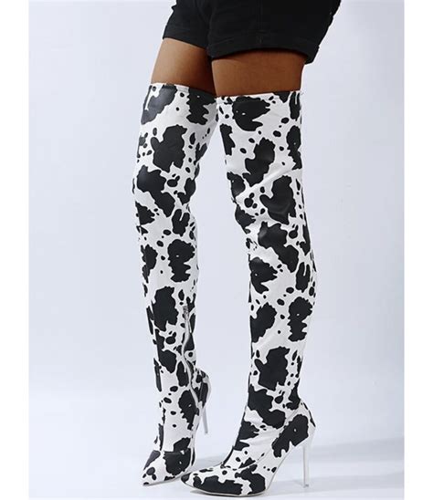 Steve Madden Rookiec Black/White Women's Cow Print Slip On Ankle Boots