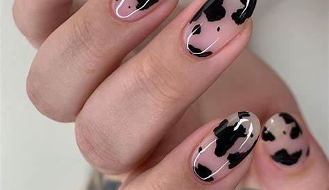 Cow Print Nails Pink And White Classy Set Glueon Etsy