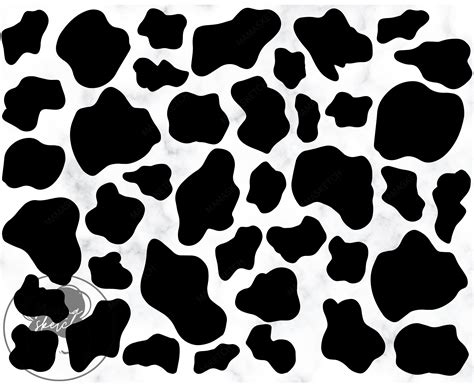 Black and white small printed cow print png and svg digital Etsy