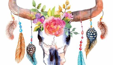 Floral Cow Skull With Feathers Svg File By Sintegra | TheHungryJPEG