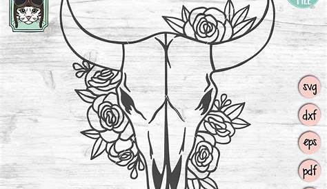Cow Skull with flowers SVG/PNG/EPS / Cut File