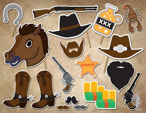 Cowboy Or Cowgirl Photo Booth Party Props Set 25 Piece Etsy Free
