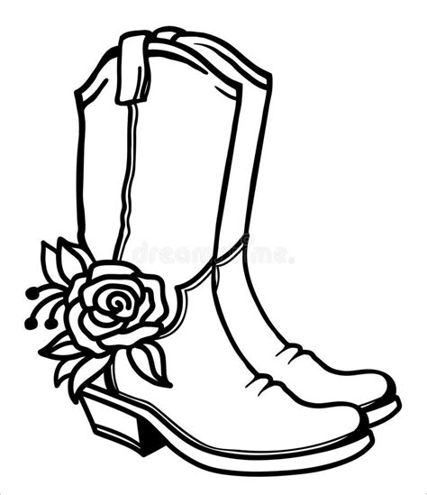 cowboy boot with tall flowers outline