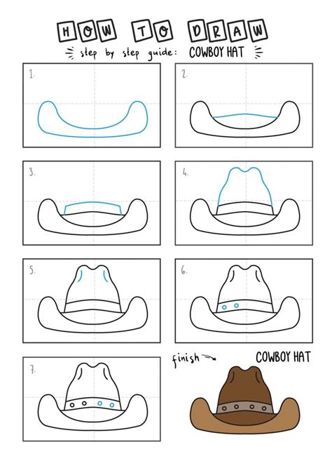 cowboy hat drawing step by step